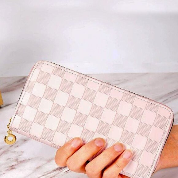 Trendy Vegan Leather Checkered Pattern Zipper Wallet by Zenana - Picture 13 of 16